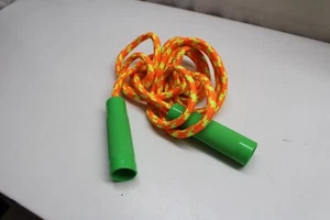 Pro Jump Rope 7-Feet Long - Orange & Green Cotton Plastic Handles - Picture 1 of 2