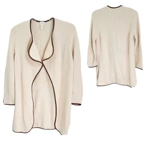 Chico's Women's Cardigan Sweater Long Sleeves Open Front Textured Vanilla Size 2 - Picture 1 of 12