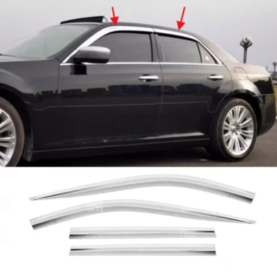 Chrome Window Visor Sun Rain Guard Vent Shade 4Pcs For Chrysler 300C 2011-2022 - Image 1 of 4