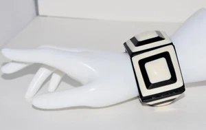 Bracciale vintage Marion Godart bianco e nero stile art deco - Foto 1 di 7