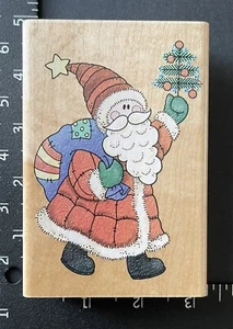 Stampabilities Country Santa Weihnachtsbaum Tasche mit Geschenken Gummistempel - Bild 1 von 5