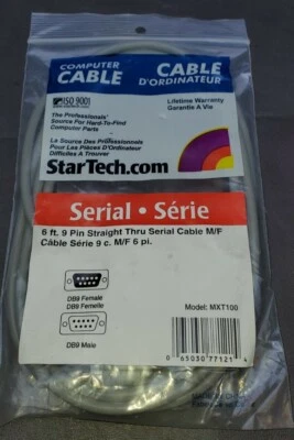 Serial Cable 9-PIN - Straight Thru (extension) - M/F 6ft - NEW - Image 1 of 2