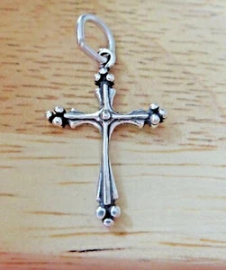 Dije cruzado elegante de plata esterlina pequeño 21x14 mm - Imagen 1 de 3
