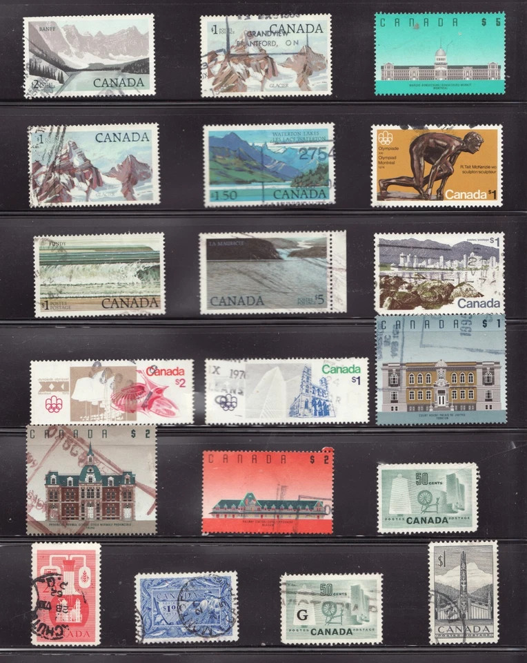 1950's to 1990's / 19 High value used Definitive Canadian Stamps - - Image 1 of 1
