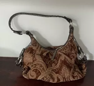Tommy Hilfiger Mini-Schultertasche braun Paisley Geo-Print Schnalle Seiten Reißverschluss - Bild 1 von 3