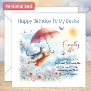 Personalised Birthday Card, Best friend, BESTIE, special BESTIE, Any age, Cats - Picture 1 of 13