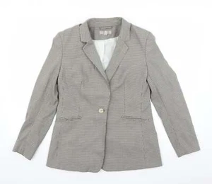 H&M Womens Green Houndstooth Polyester Blend Blazer Size 12 - Picture 1 of 12