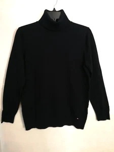 Tommy Hilfiger Womens Sweater L Black Logo Knit Pullover Top Long Sleeve Work - Picture 1 of 4
