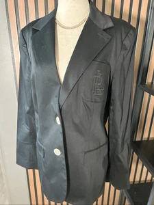 Lauren Ralph Lauren schwarzer Blazer mit Logo auf der Tasche Gr. 12 Monogramm Logo L - Bild 1 von 11