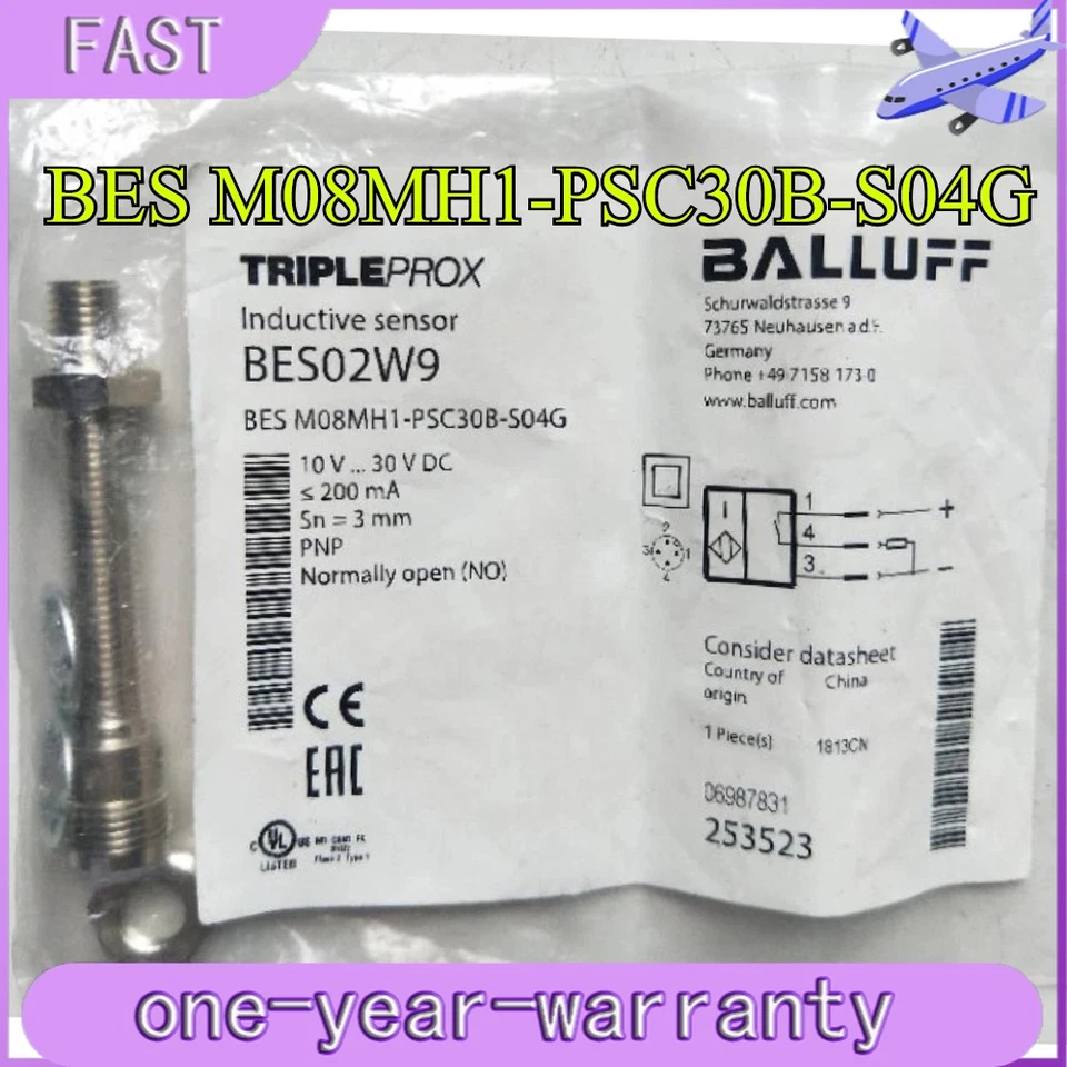 1PCS NEW For BALLUFF proximity switch BES02W9 BES M08MH1-PSC30B-S04G Fast Ship # - Image 1 of 4