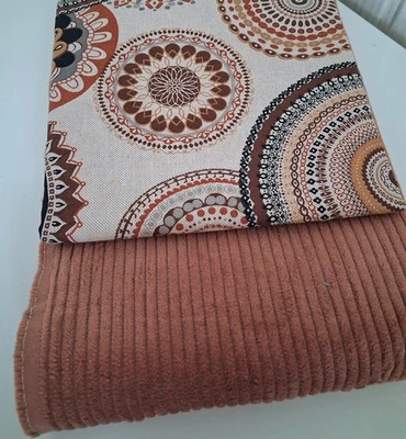 Oeko-Tex Stoffpaket 2 x 50 x 140/150 cm Canvas + Breitcord cognac - Bild 1 von 2