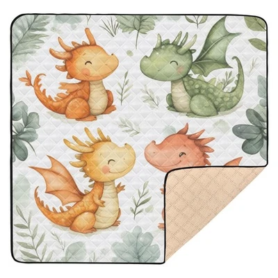 Cute Dragons Baby Play Mat 50x50 Inch One-Piece Soft Crawling Mat Waterproof ... - Image 1 of 4