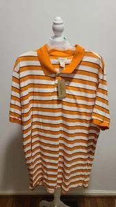 Dockers Vintage NWT 90's Y2k Short Sleeve Polo Orange Men Size 2XL Striped  - Picture 1 of 10