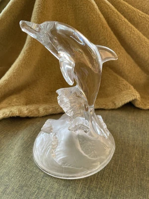 Delphin auf Welle Kristallglas - Bild 1 von 3