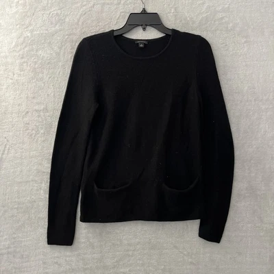 Ann Taylor Womans Sweater Top Black Solid Medium Wool Blend Long Sleeve Pullover - Image 1 of 4