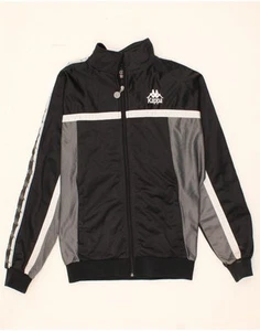 KAPPA Mens Graphic Tracksuit Top Jacket Small Black Colourblock Polyester AE04 - Imagen 1 de 3