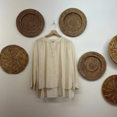 Blusa Dorothee Schumacher Off White 100% Seda Manga Longa Solta Grande $650 - Imagem 1 de 4