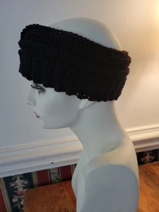 Ohrenwärmer Stirnband schwarz Damen Teen Lehrer Strumpf Füller Handarbeit gehäkelt  - Bild 1 von 5
