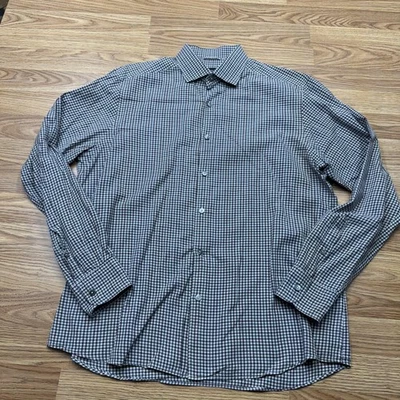 Camisa Ermenegildo Zegna Para Hombre XL Gris Borgoña Cuadros Manga Larga Algodón Foto 1 de 4