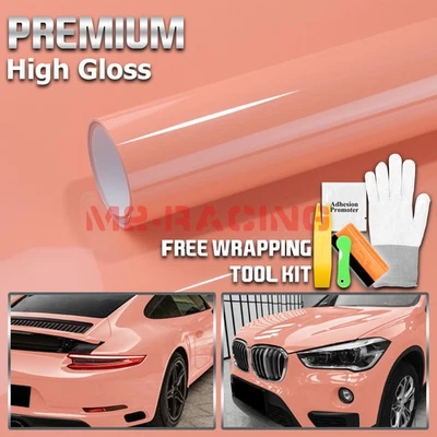 High Gloss Paige Pink Glossy Car Vinyl Wrap Sticker Decal Sheet Film Air Release Foto 1 de 4
