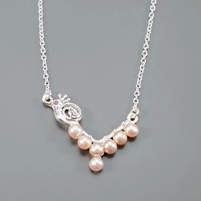 Handmade Natural Pearl Necklace 925 Sterling Silver 17"/N27113 - Image 1 of 4