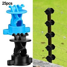 25 Pcs of Heavy Duty Plastic Insulators for Round and T Posts Easy to Adjust