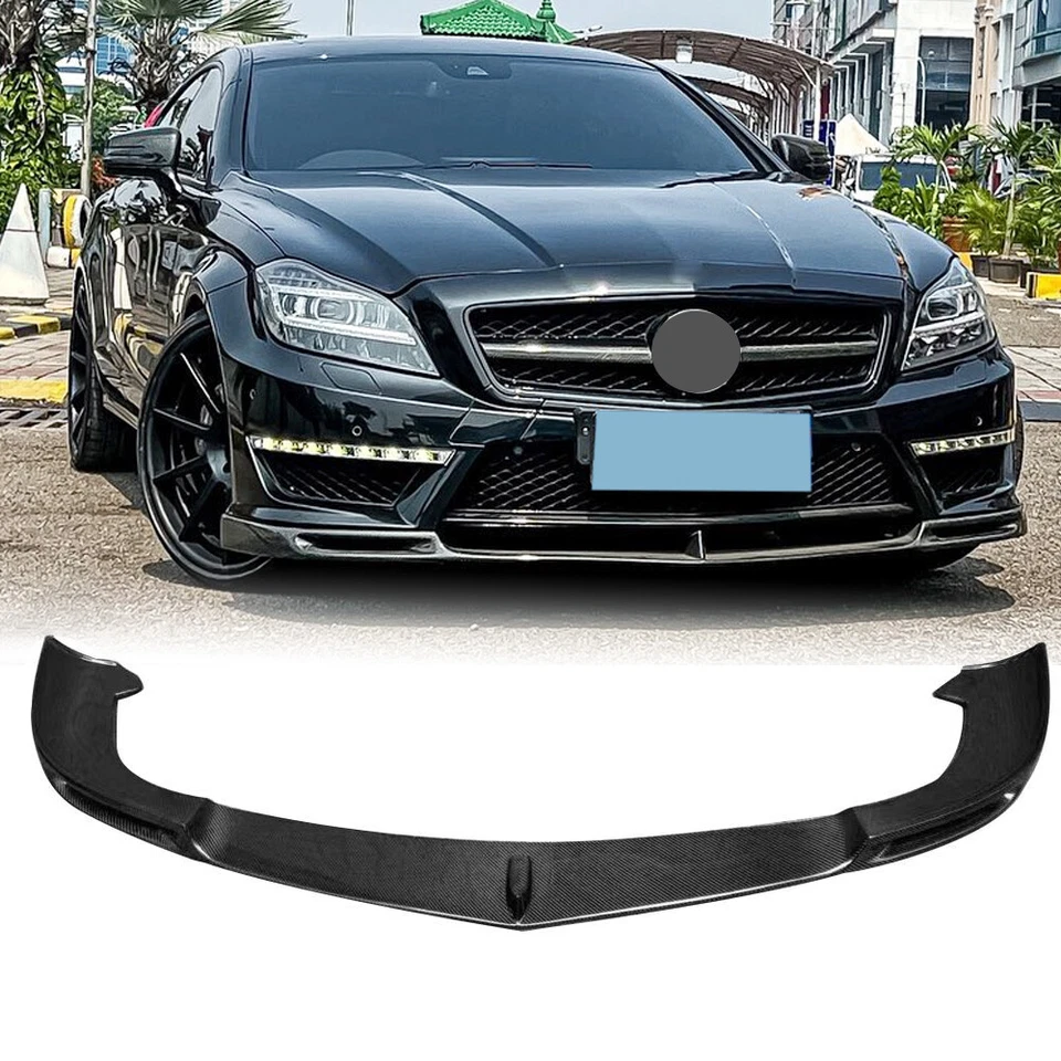Spoiler labial dianteiro de carbono real para Mercedes Benz W218 CLS63 AMG 2012-2014 - Imagem 1 de 4