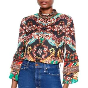 Alice + Olivia Bluse schwarz orange Rüschen | neu mit Etikett - Bild 1 von 8