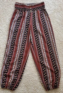 Luftige Sommer Hose - Haremshose - Pluderhose - Braun gemustert - Gr. 36 / S - Bild 1 von 7