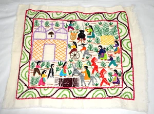 Mexican Embroider Story Cloth Honoring Saint Catholic Ceremony Festival Harvest - Picture 1 of 4