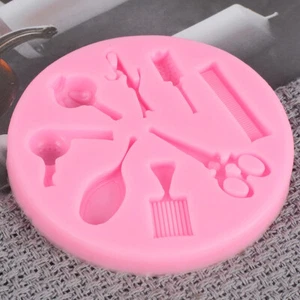 Scissors Mirror Comb Cake Decoration DIY Baking Mould Salon Modeling Mold - Picture 1 of 5