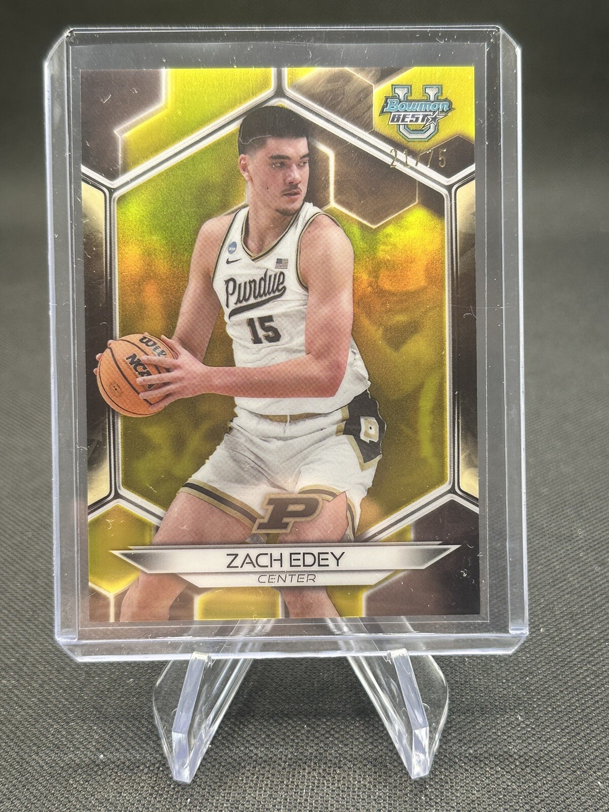 2023-24 Bowman Best U Zach Edey /75 Yellow Refractor SP #74 Grizzlies Rookie