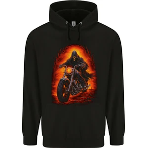Skull Biker Motorcycle Motorbike Grim Reaper 9 Childrens Kids Hoodie - Picture 1 of 3