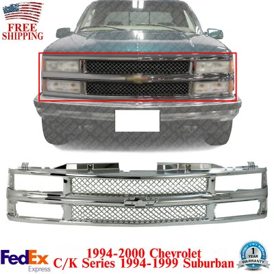 Front Grille Mesh Chrome For 1994-2000 Chevrolet C/K Series 1994-1999 Suburban - Image 1 of 4