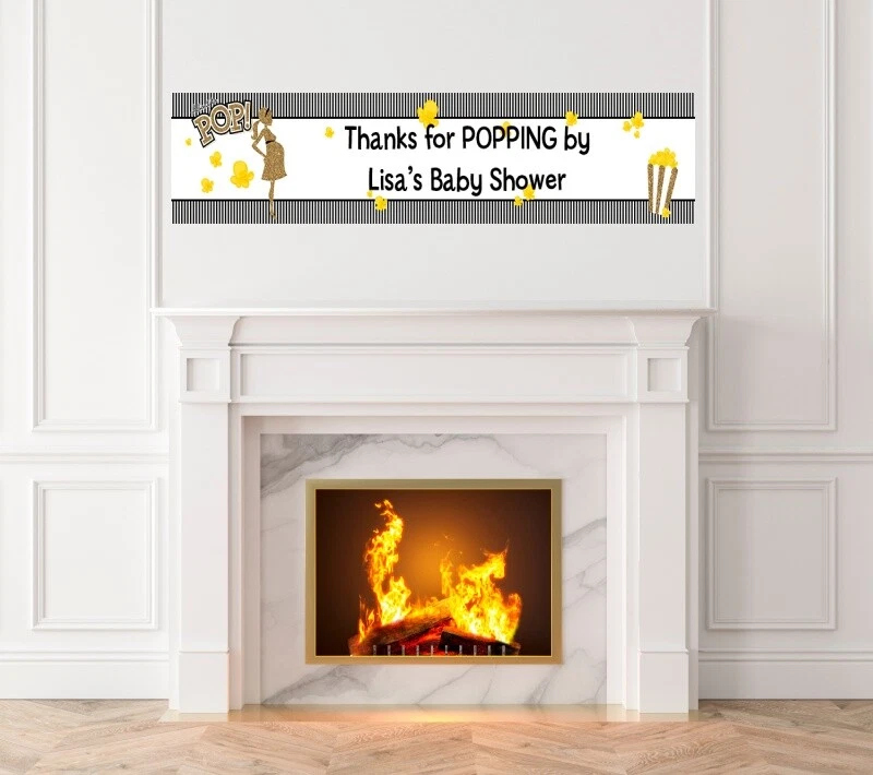 About to Pop Brillo Dorado - Banner Impreso Baby Shower - Banner Interior Exterior Foto 1 de 1