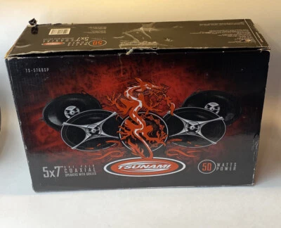 Tsunami TS-5768SP 5"x7" Coaxial Speakers With Grills 50 Watts 2007 NOS Open Box - Image 1 of 3