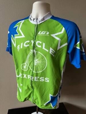 Louis Garneau Bicycle Express Full Zip Men's Cycling Jersey (M) Green - Image 1 of 4