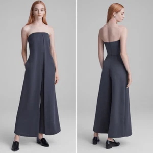 NWT Club Monaco Strapless Satin Jumpsuit Grey 8 $289 - Picture 1 of 10