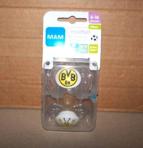 BVB Dortmund - Baby-Schnuller, 2er-Set, 6-16 Monate schwarz gelb Neu,OVP - Bild 1 von 1