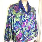 Vintage 1980S Joan Walters Blue Butterfly Print Reversible Jacket Sz Xl Pockets