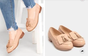 YOURS Brown Beige Patent Tassel Loafers In Extra Wide EEE Fit UK 6- cost 32.99 - Picture 1 of 3