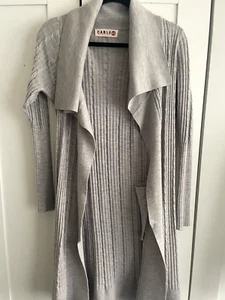 CableMelbourne Cardigan, Light Grey Merino Wool S-XS $159.00 - Picture 1 of 3