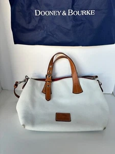 White Dooney & Bourke Pebble Grain Designer Satchel with Strap - Picture 1 of 9