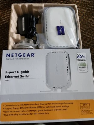 NETGEAR GS605 5-Port Gigabit Ethernet Switch 10/100/1000 Mbps  - Image 1 of 2