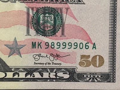 Fancy Serial Number $50 Dollar True Flipper & 4 of a Kind - 9899906 / 9066686 - Image 1 of 4