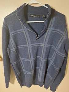 Carnoustie Heritage Collection XL Blue Quarter Zip 100% Merino Wool Pullover - Picture 1 of 8