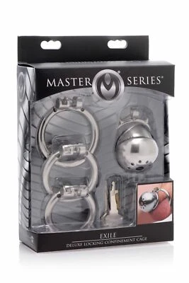Exile Deluxe Locking Stainless Steel Confinement Cage Chastity CBT BDSM Bondage - Image 1 of 4