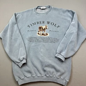 VTG National Wildlife Federation Sweatshirt Gray Wolf Timberwolf Graphic Large - Picture 1 of 10