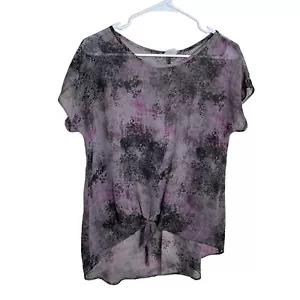 D-signierte Bluse Damen XL mehrfarbig Disney transparent Kurzarm Bindehemd - Bild 1 von 7