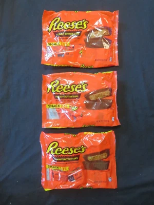 (3) Bolsas de tazas de mantequilla de maní Reese's tamaño de bocadillo 10,5 OZ cada una Foto 1 de 2